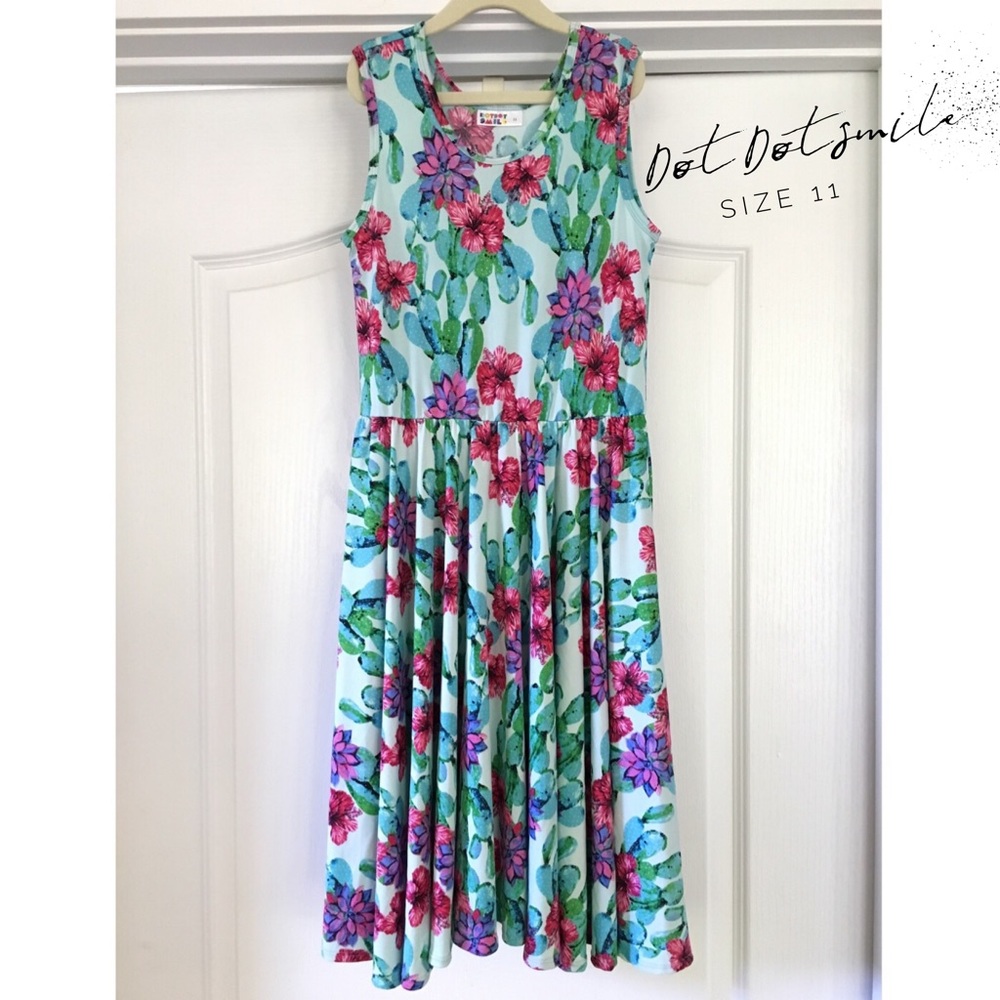 🌸🌵Dot Dot Smile Flowering Cactus Girls Dress🌵🌸